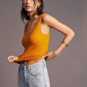 NEW Pilcro And The Letterpress Anthropologie Womens Size XL Tank Top Yellow